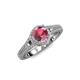 4 - Levana Signature Rhodolite Garnet and Diamond Halo Engagement Ring 
