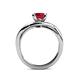 5 - Aimee Signature Ruby and Diamond Bypass Halo Engagement Ring 