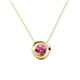1 - Arela 5.40 mm Round Pink Tourmaline Donut Bezel Solitaire Pendant Necklace 