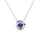 1 - Arela 5.40 mm Round Iolite Donut Bezel Solitaire Pendant Necklace 