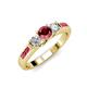 2 - Jamille Ruby and Diamond Three Stone with Side Ruby Ring 