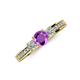 3 - Valene Amethyst and Diamond Three Stone Engagement Ring 