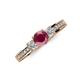 3 - Valene Rhodolite Garnet and Diamond Three Stone Engagement Ring 