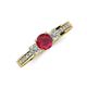 3 - Valene Ruby and Diamond Three Stone Engagement Ring 