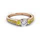 3 - Valene Yellow and White Diamond Three Stone with Side Yellow Diamond Ring 