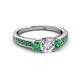 3 - Valene Diamond and Emerald Three Stone with Side Emerald Ring 