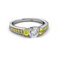 3 - Valene Yellow and White Diamond Three Stone with Side Yellow Diamond Ring 