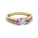 3 - Valene Diamond and Pink Sapphire Three Stone with Side Pink Sapphire Ring 