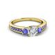 3 - Valene Diamond and Tanzanite Three Stone with Side Tanzanite Ring 