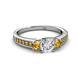 3 - Valene Diamond and Citrine Three Stone with Side Citrine Ring 