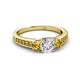 3 - Valene Diamond and Citrine Three Stone with Side Citrine Ring 