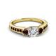 3 - Valene Diamond and Red Garnet Three Stone with Side Red Garnet Ring 