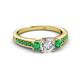 3 - Valene Diamond and Emerald Three Stone with Side Emerald Ring 