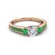 3 - Valene Diamond and Emerald Three Stone with Side Emerald Ring 