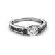 3 - Valene Black and White Diamond Three Stone with Side Black Diamond Ring 