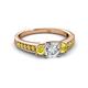 3 - Valene Diamond and Yellow Sapphire Three Stone with Side Yellow Sapphire Ring 
