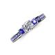 4 - Valene Diamond and Tanzanite Three Stone with Side Tanzanite Ring 