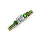 4 - Valene Diamond and Green Garnet Three Stone with Side Green Garnet Ring 