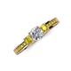 4 - Valene Yellow and White Diamond Three Stone with Side Yellow Diamond Ring 