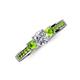 4 - Valene Diamond and Peridot Three Stone with Side Peridot Ring 
