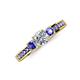 4 - Valene Diamond and Tanzanite Three Stone with Side Tanzanite Ring 