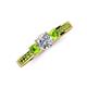 4 - Valene Diamond and Peridot Three Stone with Side Peridot Ring 