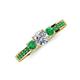 4 - Valene Diamond and Emerald Three Stone with Side Emerald Ring 