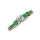 4 - Valene Diamond and Emerald Three Stone with Side Emerald Ring 