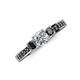 4 - Valene Black and White Diamond Three Stone with Side Black Diamond Ring 