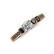 4 - Valene Black and White Diamond Three Stone with Side Black Diamond Ring 