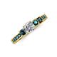 4 - Valene Blue and White Diamond Three Stone with Side Blue Diamond Ring 