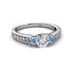2 - Valene Diamond and Aquamarine Three Stone Engagement Ring 