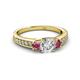 2 - Valene Diamond and Pink Tourmaline Three Stone Engagement Ring 