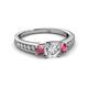 2 - Valene Diamond and Rhodolite Garnet Three Stone Engagement Ring 