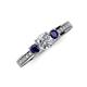 3 - Valene Diamond and Blue Sapphire Three Stone Engagement Ring 