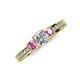 3 - Valene Diamond and Pink Sapphire Three Stone Engagement Ring 