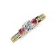 3 - Valene Diamond and Pink Tourmaline Three Stone Engagement Ring 
