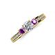 3 - Valene Diamond and Amethyst Three Stone Engagement Ring 