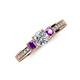 3 - Valene Diamond and Amethyst Three Stone Engagement Ring 