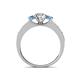 4 - Valene Diamond and Blue Topaz Three Stone Engagement Ring 
