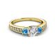 2 - Valene Diamond and Blue Topaz Three Stone Engagement Ring 