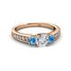 2 - Valene Diamond and Blue Topaz Three Stone Engagement Ring 