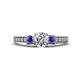 1 - Valene Diamond and Iolite Three Stone Engagement Ring 