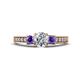 1 - Valene Diamond and Iolite Three Stone Engagement Ring 