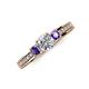 3 - Valene Diamond and Iolite Three Stone Engagement Ring 