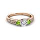 2 - Valene Diamond and Peridot Three Stone Engagement Ring 