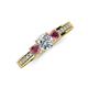 3 - Valene Diamond and Rhodolite Garnet Three Stone Engagement Ring 