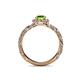 5 - Allene Signature Peridot and Diamond Halo Engagement Ring 