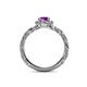 5 - Allene Signature Amethyst and Diamond Halo Engagement Ring 