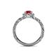 5 - Allene Signature Ruby and Diamond Halo Engagement Ring 